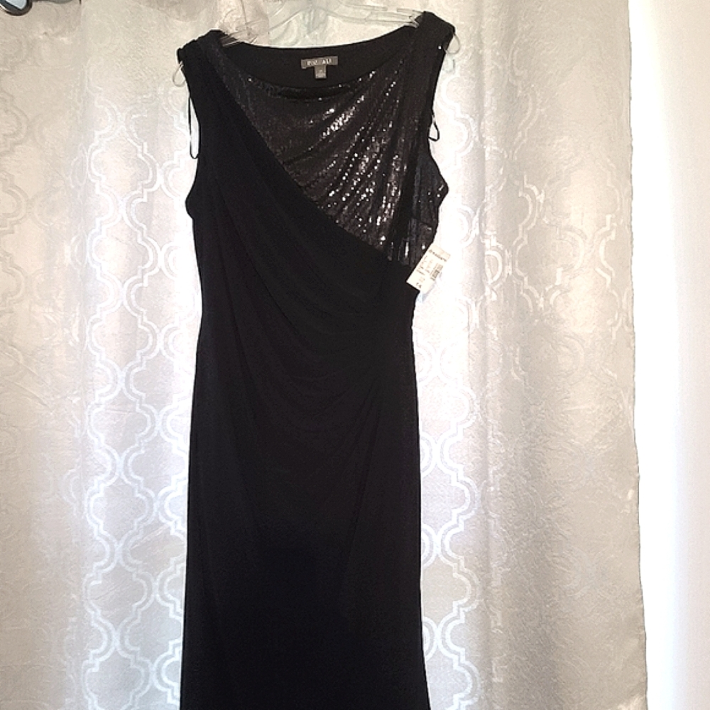 NWT Dress Roz&Ali Navy Blue Silk/Sequin (sz14)